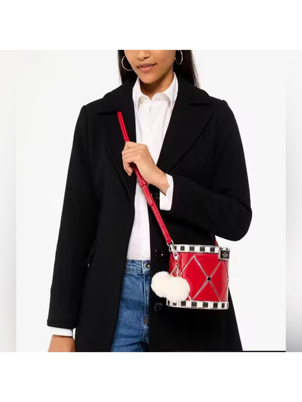 Kate Spade NWT Crossbody Red and Black 3D Drum Crossbody Bag - Picture 2 of 9